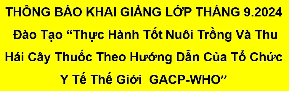 THÔNG BÁO TUYỂN SINH LỚP ĐÀO TẠO GACP - WHO THÁNG 9 -NĂM 2024